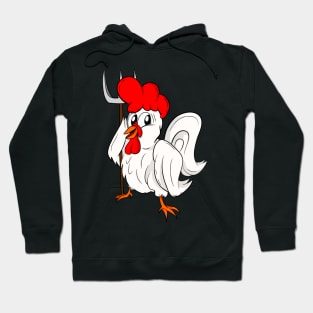 Chicken Farmer Cartoon Rooster Life on Farm Hoodie